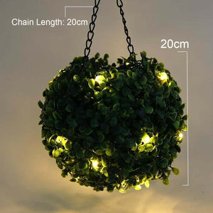 Solar Powered Artificial Topiary Grass Ball with LED lights